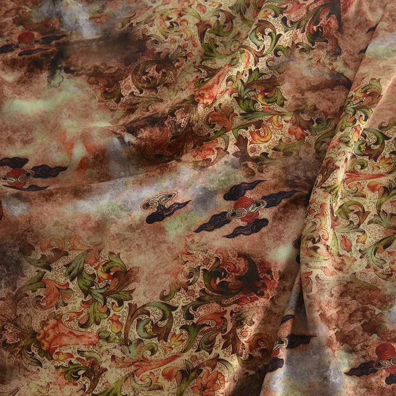 

Dark Red Printed 145CM Wide 200G/M Rayon Fabric for Summer Dress Blouse Skirt Home Decoration,Soft and Draped DIY Fabric R545