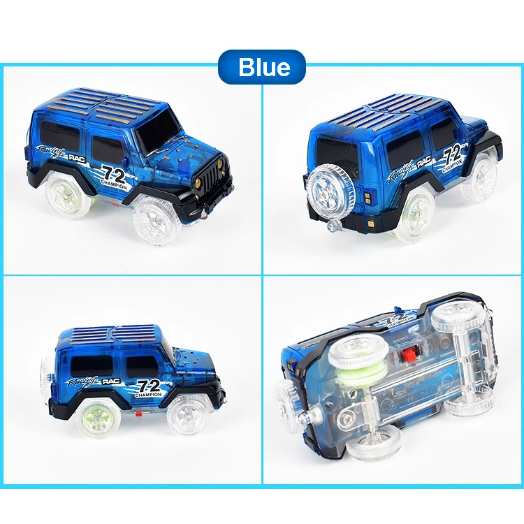 Luminous LED Light Up Cars For Glow Race Track Electronic Car Toy Flashing Kid Railway Luminous Machine Track Car Brinquedos