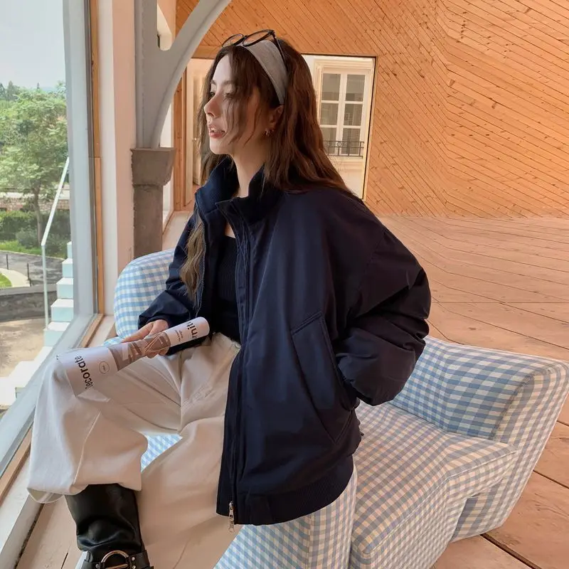 Kurtki bomberki puchowe damskie zimowe ocieplane polarem sherpa wyściełane grube wygodne stylowe drużynowe na siłownię do przygody wytrzymałe