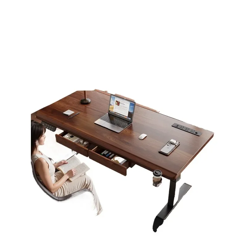 Computer desk Large board table Rubber wood Electric lifting desk Workbench Home bedroom Desk Double e-sports table