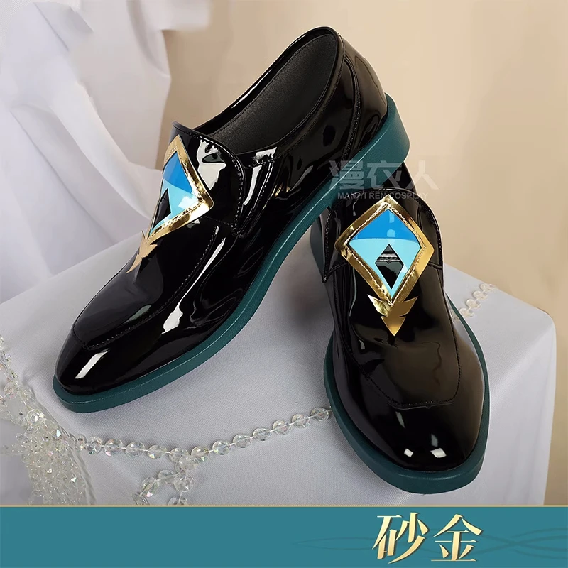 Aventurine Cosplay Shoes Honkai: Star Rail Anime Fashion PU Leather Shoe Halloween Costumes Props Stock dla mężczyzn i kobiet