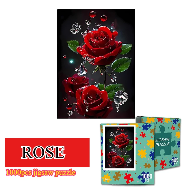 70X50 CARDBOARD JIGSAW PUZZLE 1000 Pieces Jigsaw for Adults FLOWER Red RosePuzzles Home Decor Wall Display Festival Gift