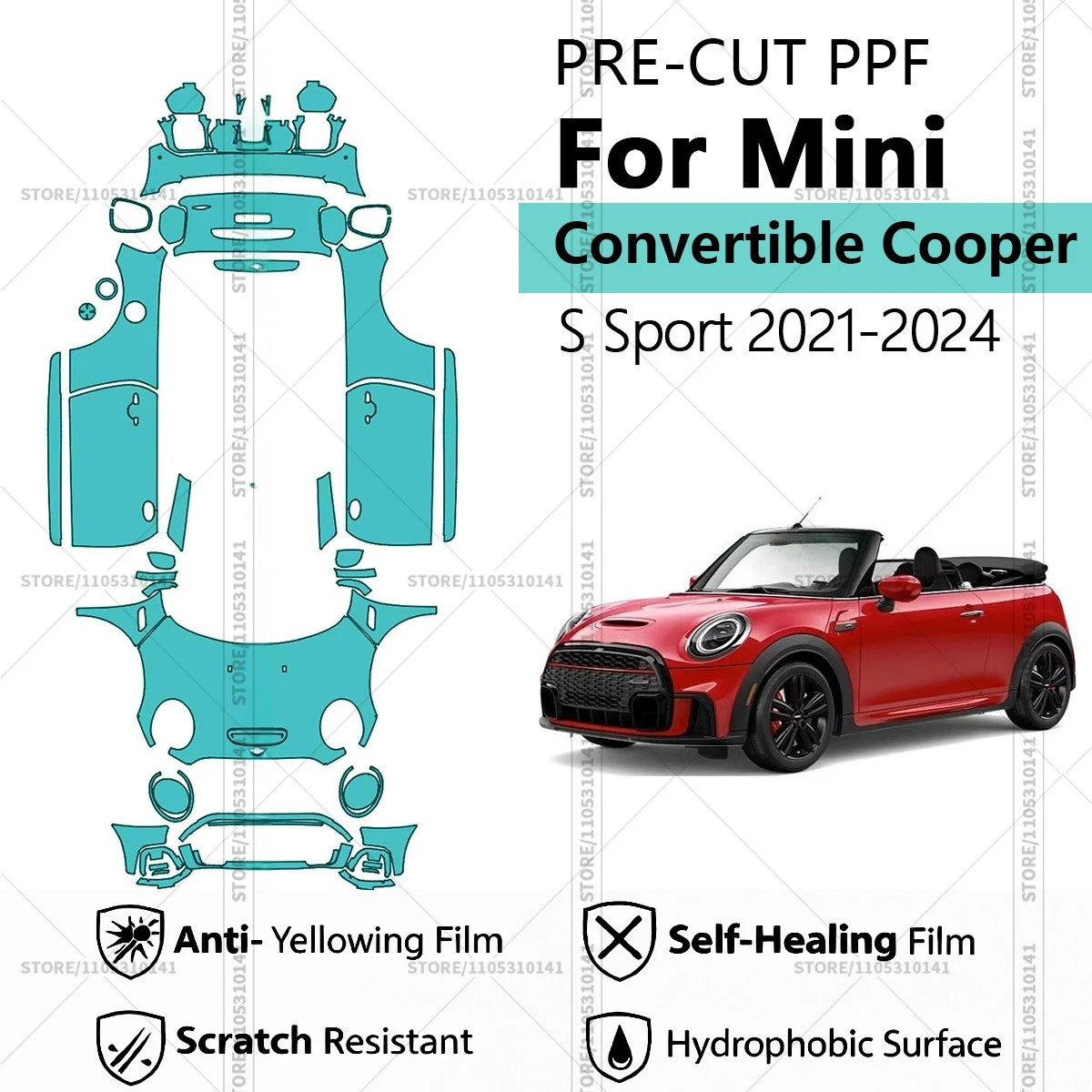 Pre-Cut Paint Protection Film PPF Transparent Car Film Professional Automotive PPF For Mini Convertible Cooper S Sport 2021-2024