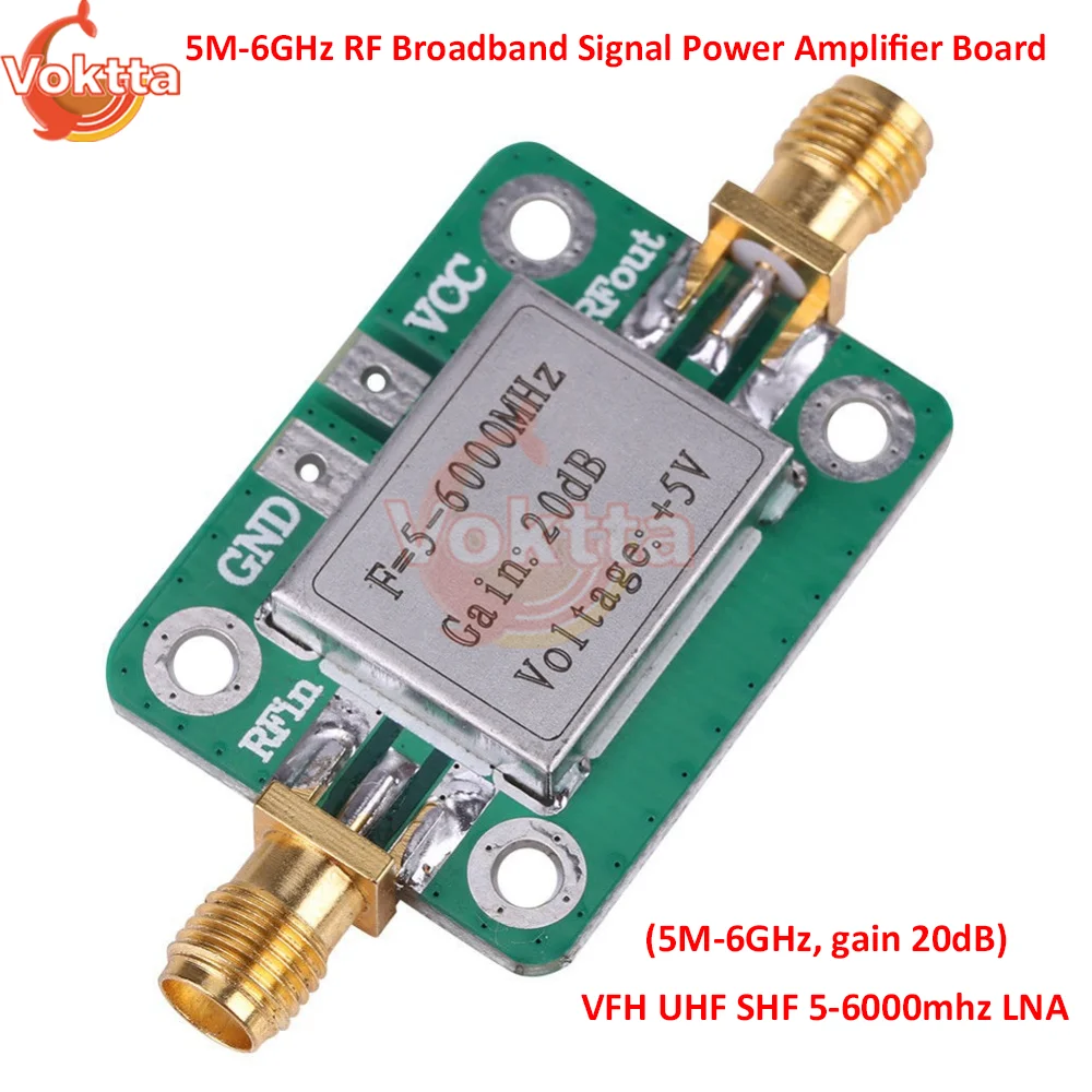 5M-6GHz RF Low Noise Broadband Signal Amplifier Power Amplifier Board Receiver Module Gain 20dB VFH UHF SHF 5-6000mhz LNA