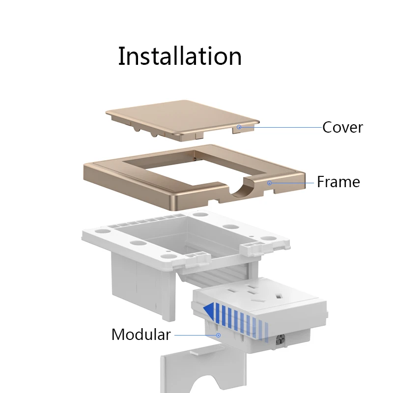 CAT6 Network socket Concealed wall socket hidden plug disappear sunken house height adjustable hide with sockets replacement