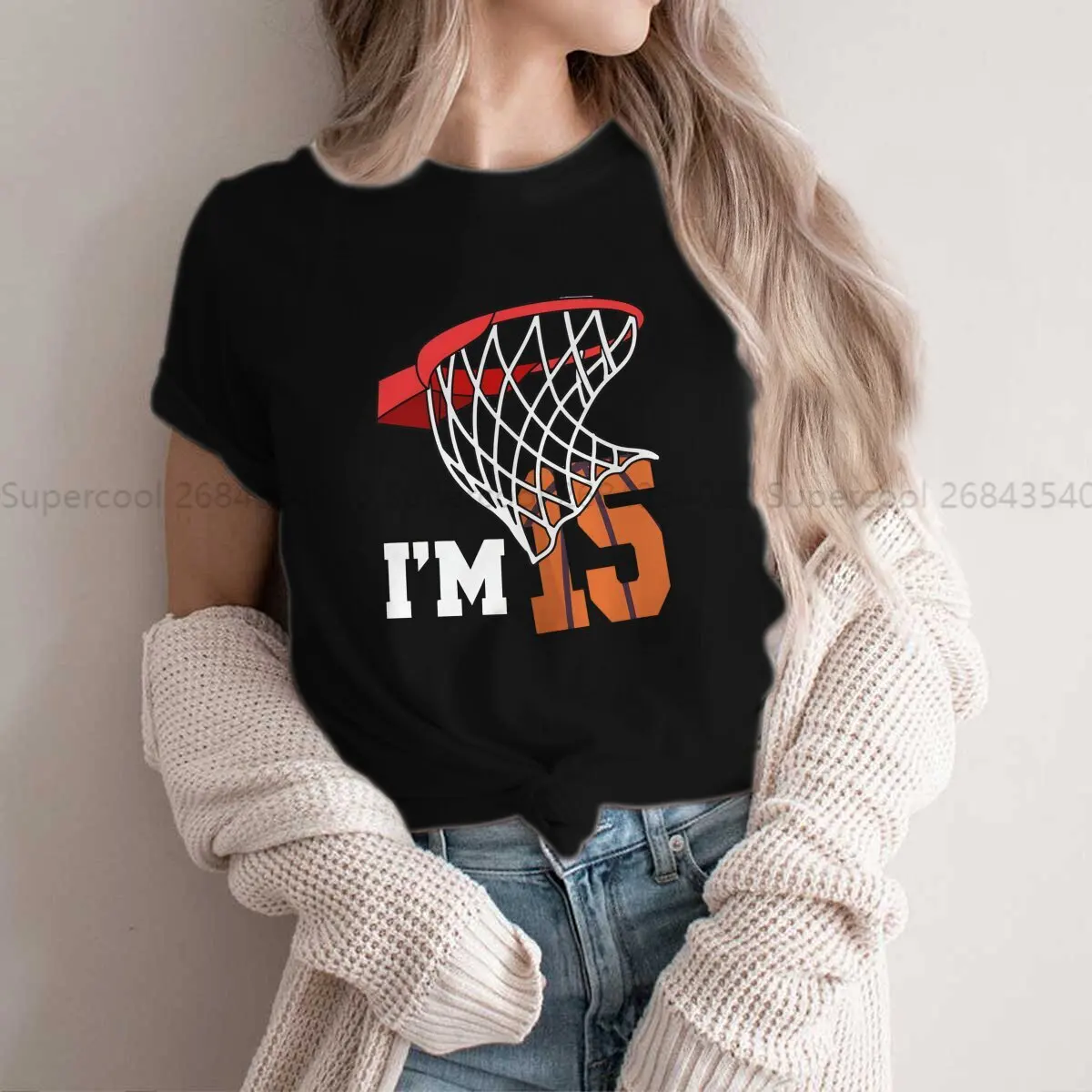 Basketball Sports Polyester TShirts I'm 15 Basketball 15Th Birthday Distinctive Homme T Shirt Hipster