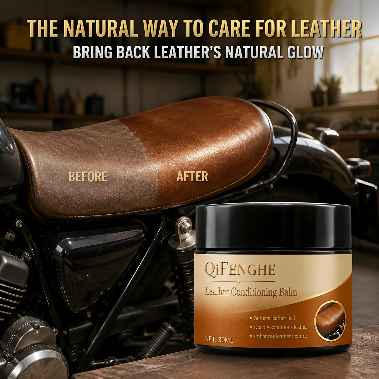 

Motorcycle Seat Leather Conditioner Cream 1.01oz Polishing Paste Eather Balm - Deep Condition Soften Protect And Restore Motorcy