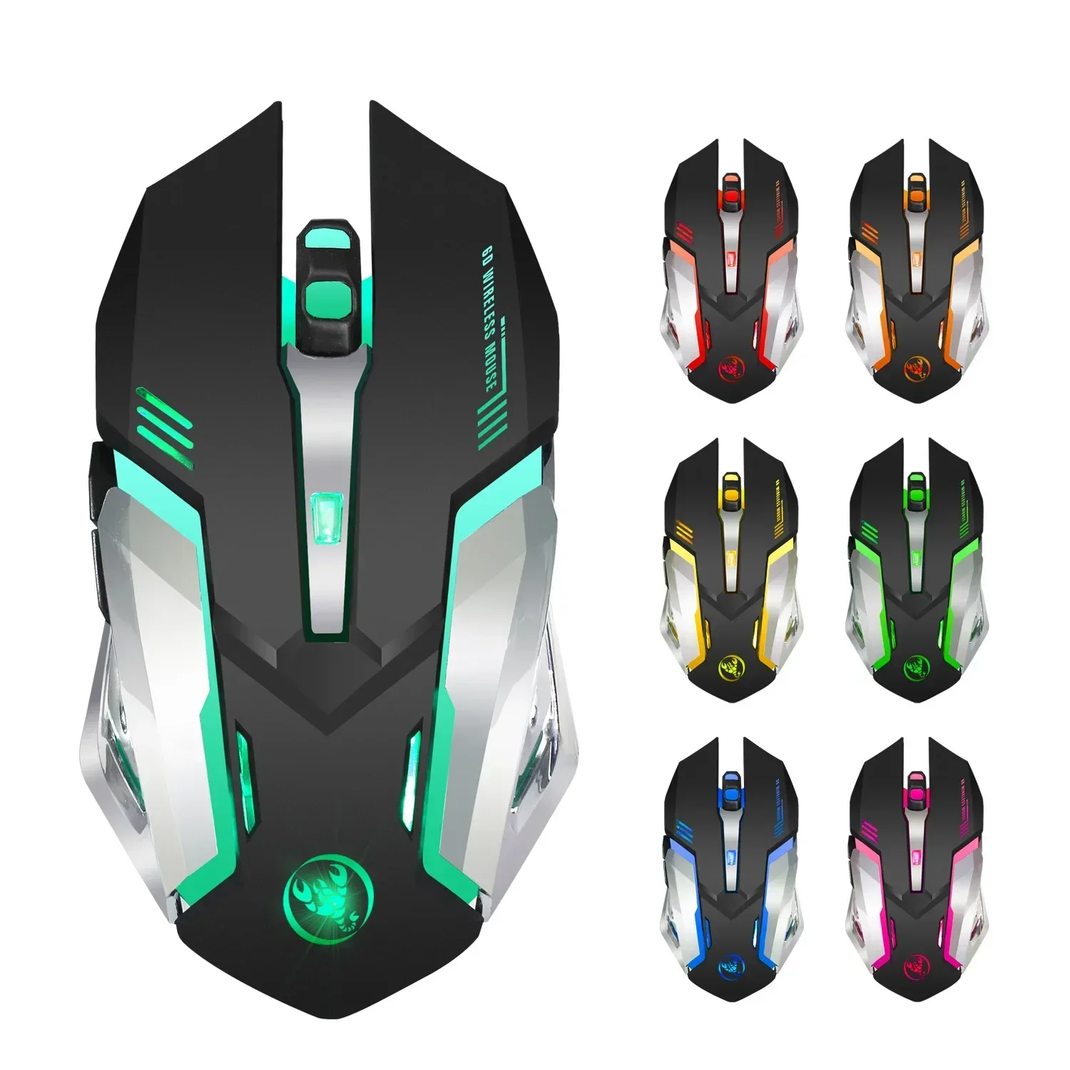 YP for Computer Desktop Laptop M10 Wireless Gaming Mouse 2400dpi Rechargeable  7 color Backlight Breathing Comfort Gamer Mice