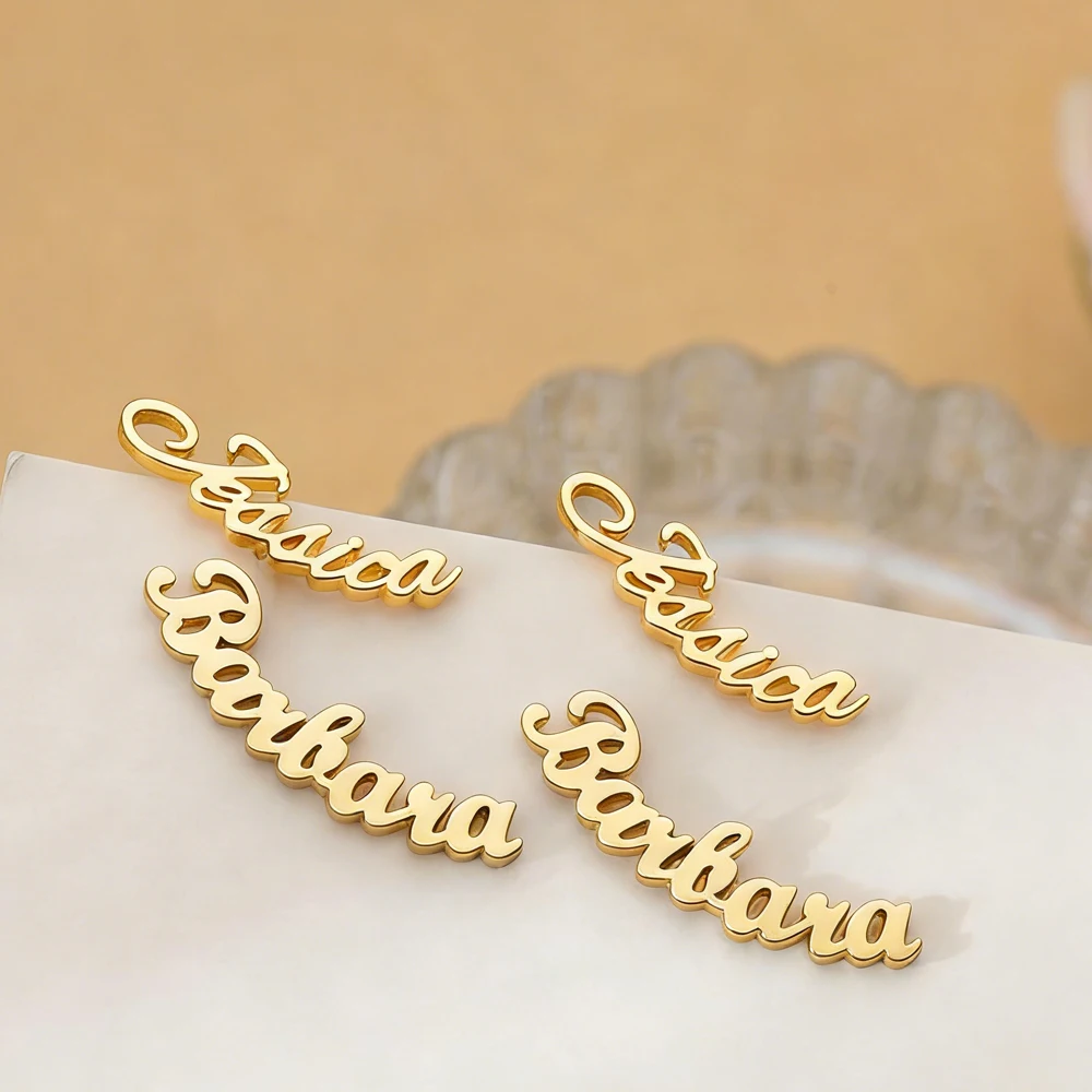 

Personalized Name Earrings Woman Custom Stud Earrings Stainless Steel Jewelry for Girls Ear Piercing Gifts Designer Accessories