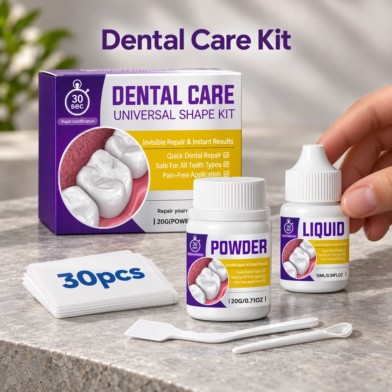 Dental Material Mixing Kit With Powder And Liquid For Tooth Repair With 20g Powder Bottle 10ml Liquid Bottle And Mixing Tools
