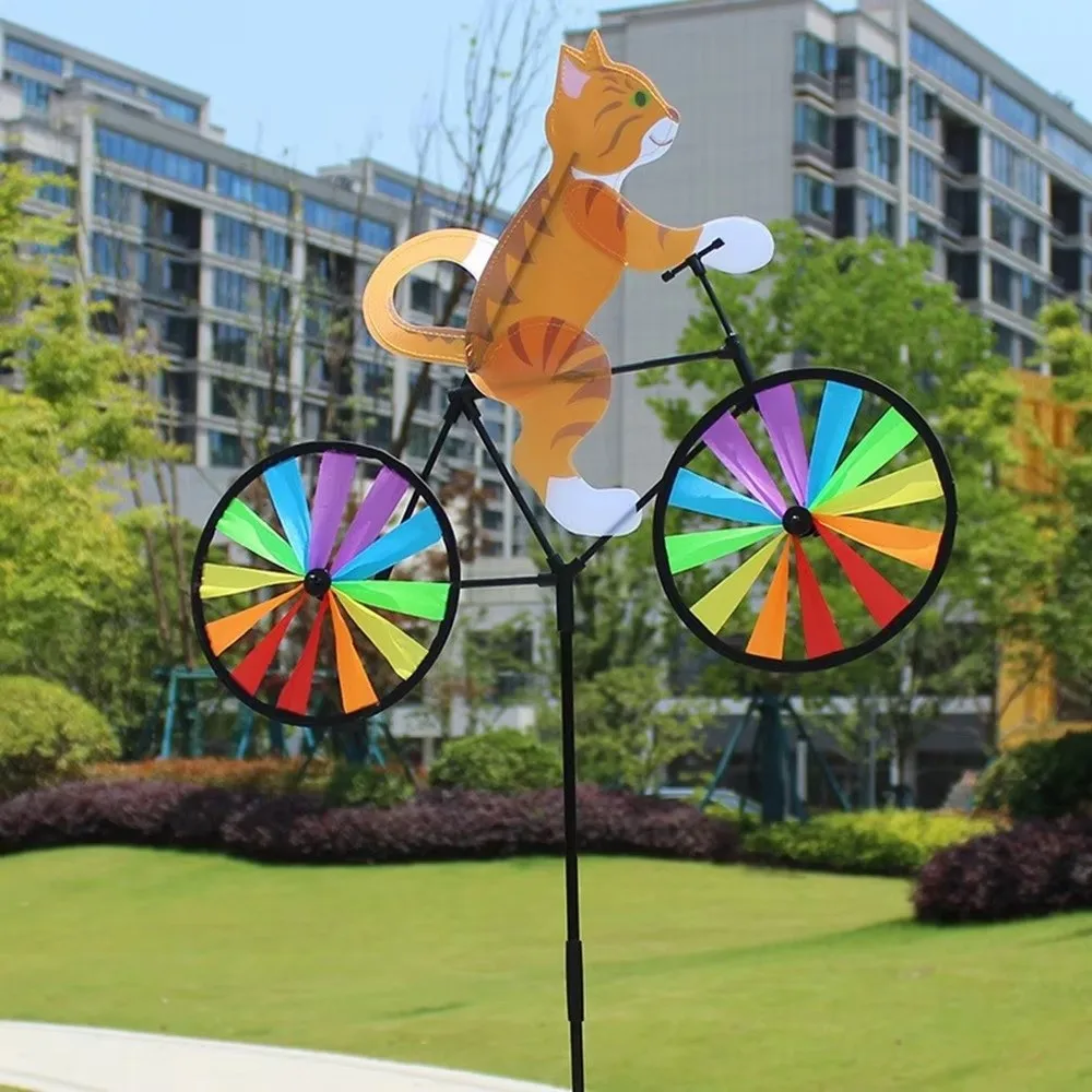 Three-dimensional Cartoon Animal Riding Windmill Cartoon Modelling Wind Spinners Bicycle Wind Spinners Lawn Ornament