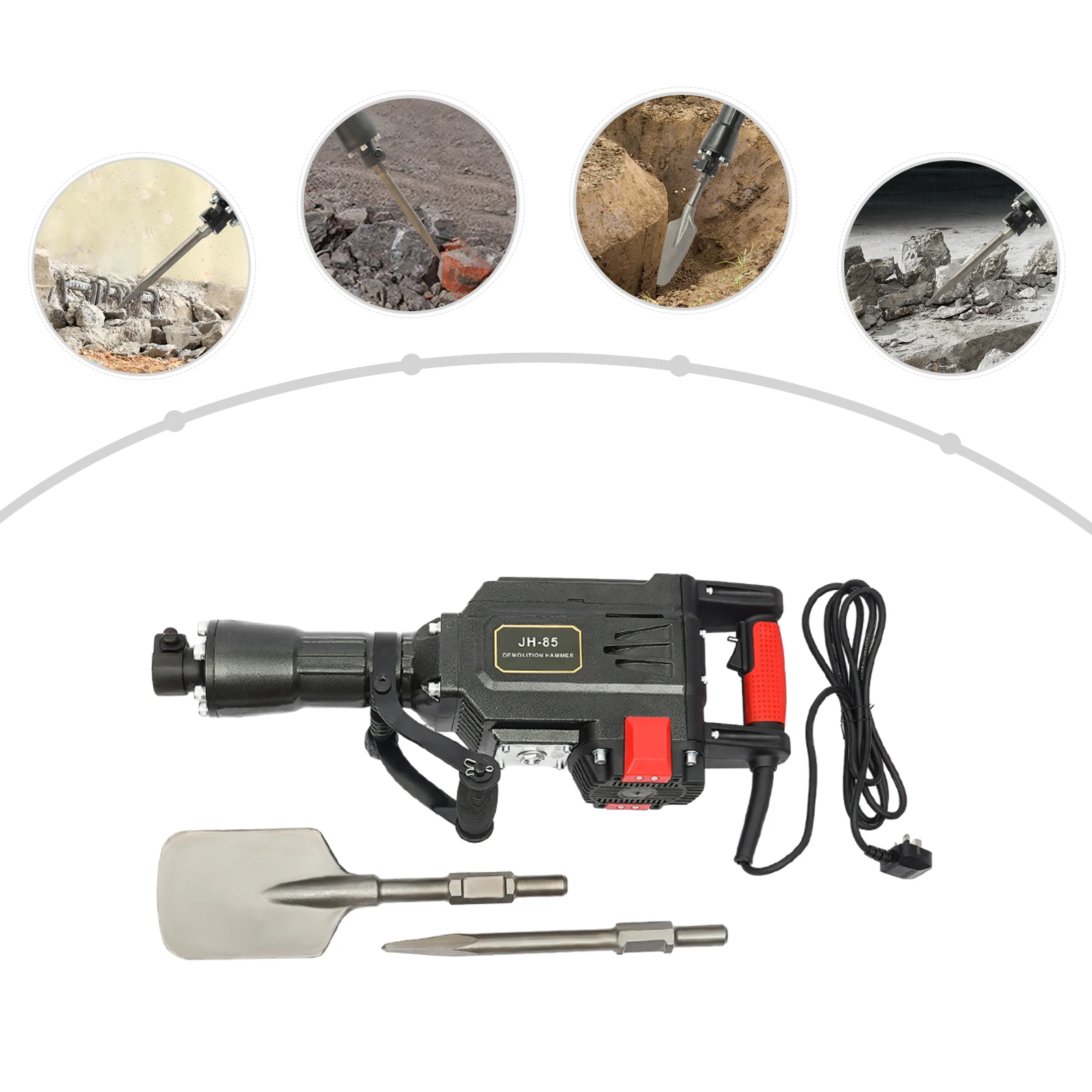 

1700w Powerful Electric Heavy Duty Hammer Concrete Breaker Industrial Tool hammer drill