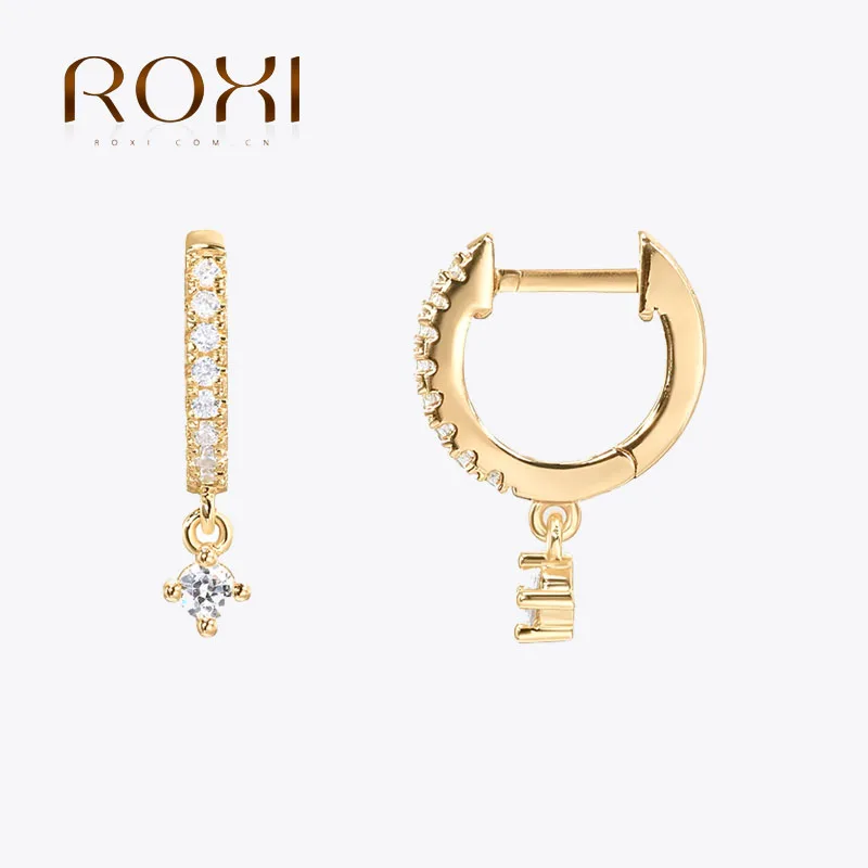 ROXI Four-prong Diamond-studded Earrings 925 Sterling Silver Personalized Zircon Edging Jewelry Ladies Luxury All-match Earrings