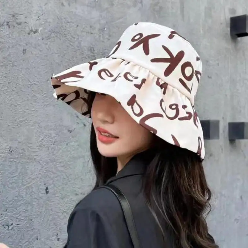 

COKK Bucket Hat Women Summer Sunscreen Sun Hats Breathable Fashion Letters Outdoor Sunhat 2022 New Bob Gorro Cap Korean Foldable