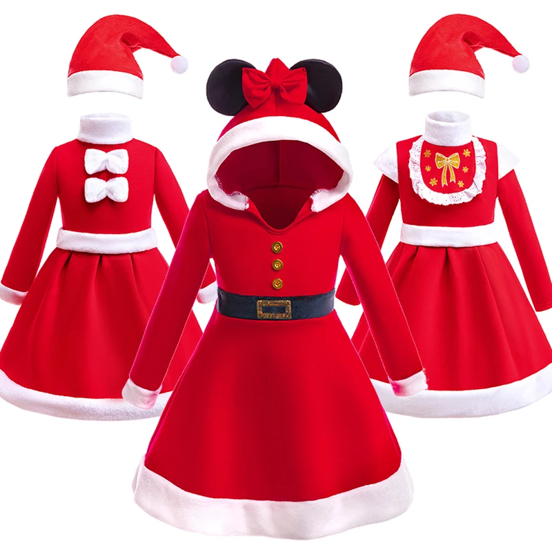 

Winter Fancy Girl Plush Disguised Santa Claus Christmas Dress 2-8Years Children's Xmas Masquerade Elegant Party New Year Costume