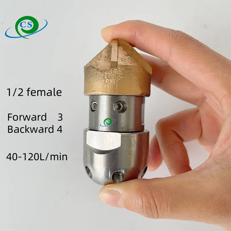 

High Pressure 1/2 Female Thread Rotating Nozzle Sewer Cleaning Water Alloy Nozzle Sludge Cleaning Dredging Ground Mouse Nozzle