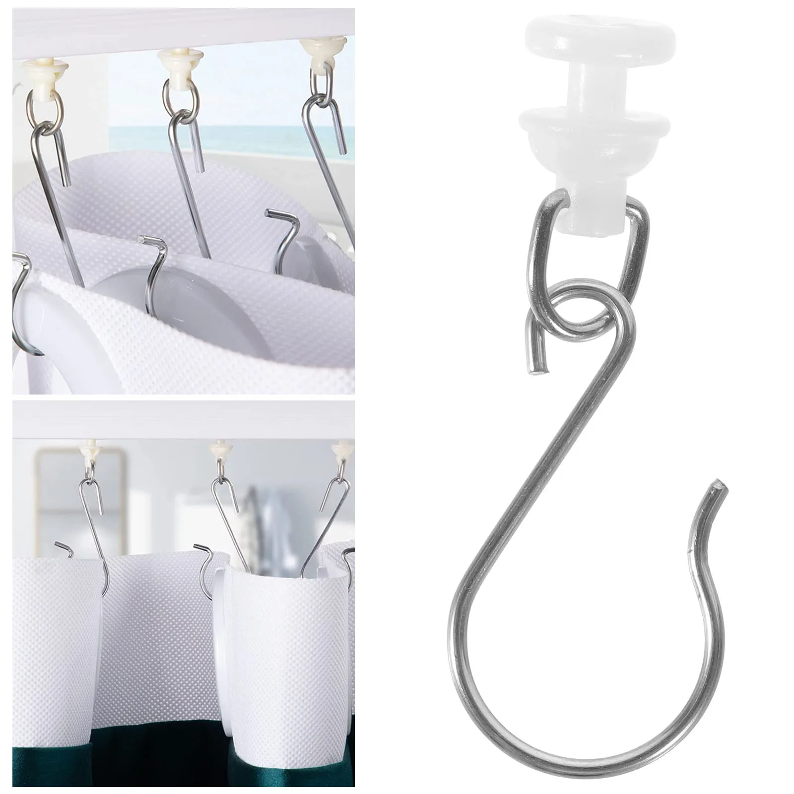 30 مجموعة الستار الطائرات الشراعية السنانير الفولاذ المقاوم للصدأ البلاستيك بكرة صامتة استبدال حمام دش الستار السكك الحديدية الملحقات السلس #5