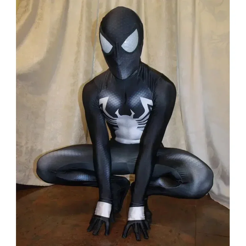 Adults Kids Black Costume Venom Symbiote 2 Spiderman Cosplay SuperHero Cosplay Zentai Men Boys Bodysuit Party JumpSuit