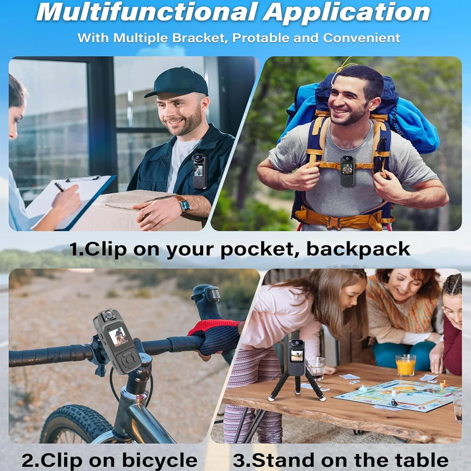 

WiFi Mini Camera 4K HD Portable Digital Video Recorder Back Clip Police Body Cam Night Vision Sports Miniature Camcorder