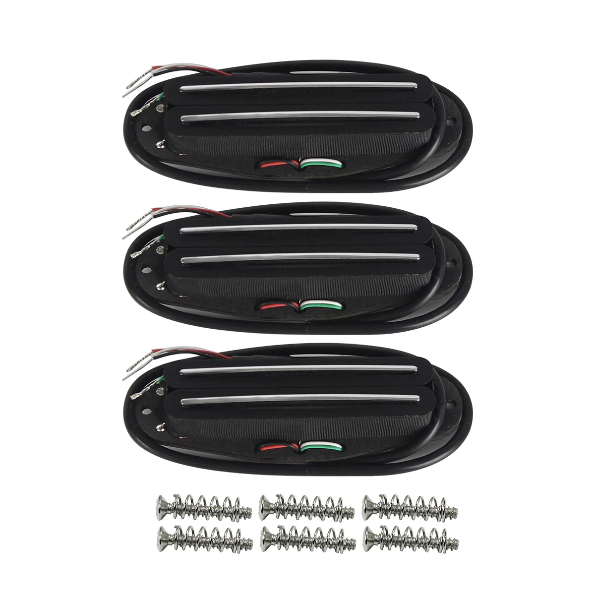 FLEOR Set of Alnico 5 Dual Rails Humbucker Guitar Pickups Black 6k+9k+12k for SSS Electric Guitar Parts