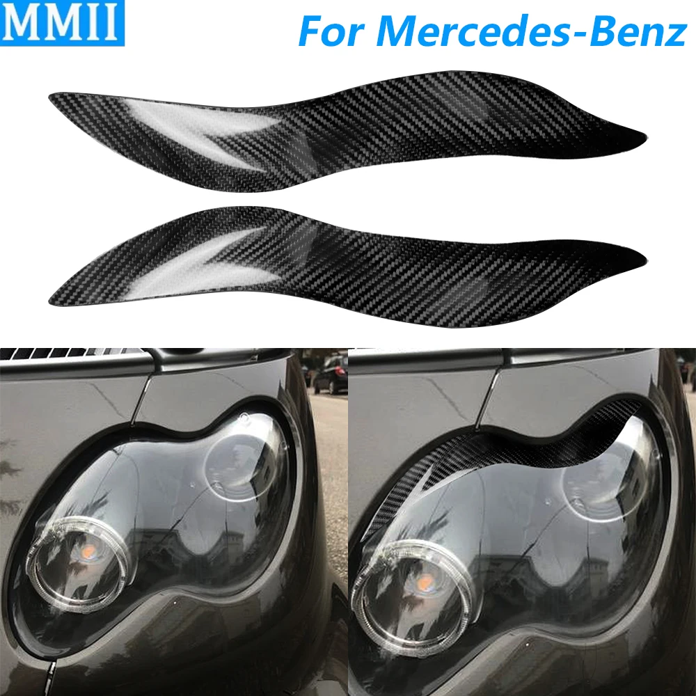 

Для Mercedes-Benz Smart 450 2003-2006 настоящая сухая передняя фара из углеродного волокна, крышка для век, бровей, отделка, автомобильные аксессуары, украшение