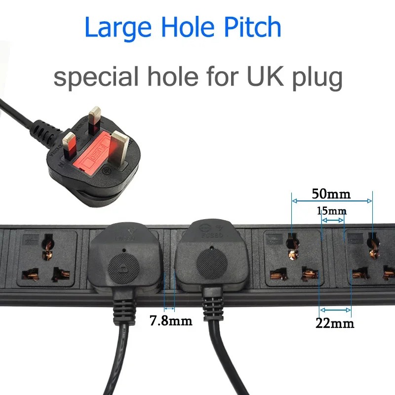 Imagem -04 - Pdu Power Strip para Gabinete de Rede Proteção Spd Interruptor Double Break Tomada Universal 3500w Cabo de Extensão 2m 2m 8ac