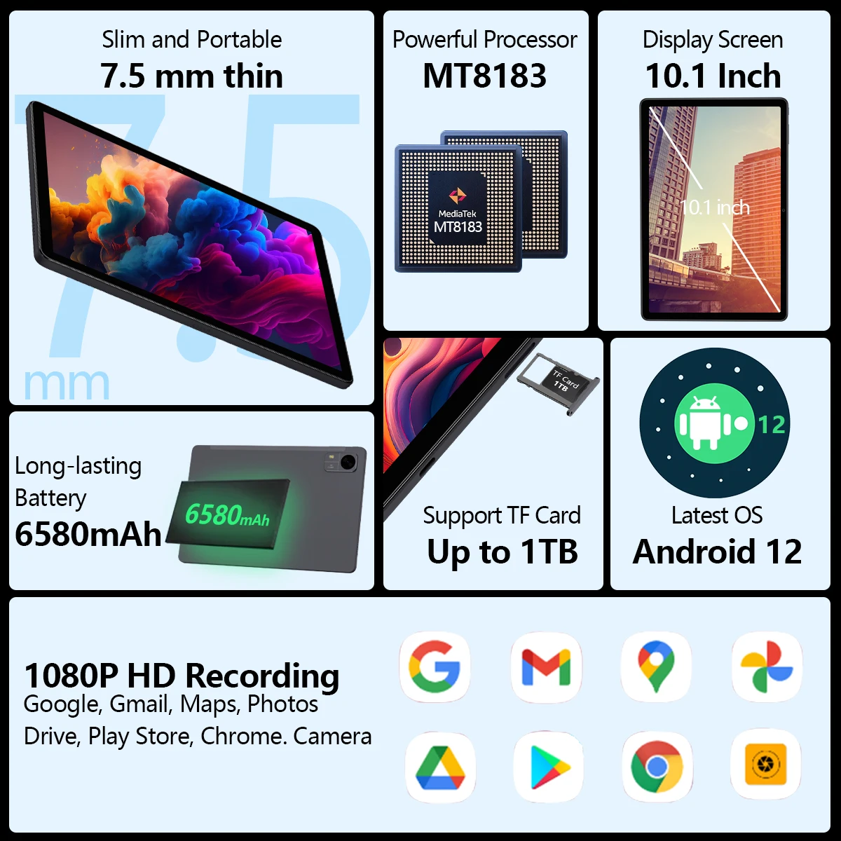 Imagem -02 - Hot Pepper-dt20 Tablet com Ips hd 6gb de Ram Mais 128gb Rom Cpu Mtk8183 Núcleos 5mp Mais 13mp 6000 Mah 5g Wifi Gps Android 12 Bt5.0