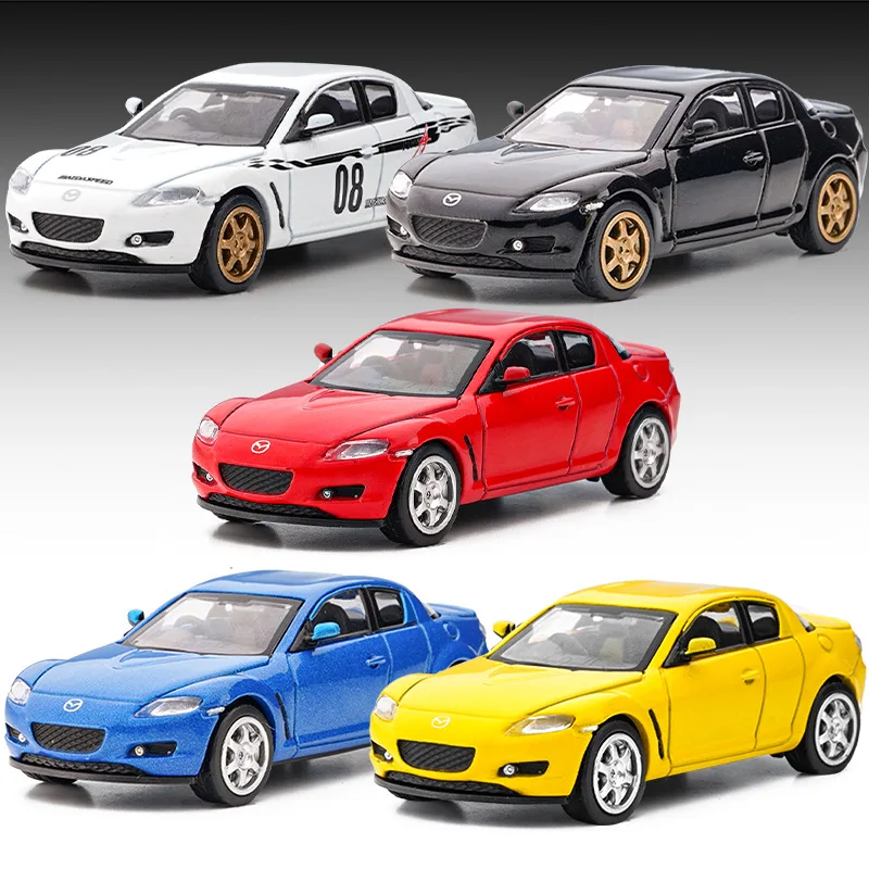 Coche de carreras Mazada RX-8 para adolescentes, vehículo de juguete modelo clásico, colección de vehículos de motor JDM Wankel, UM 1/64