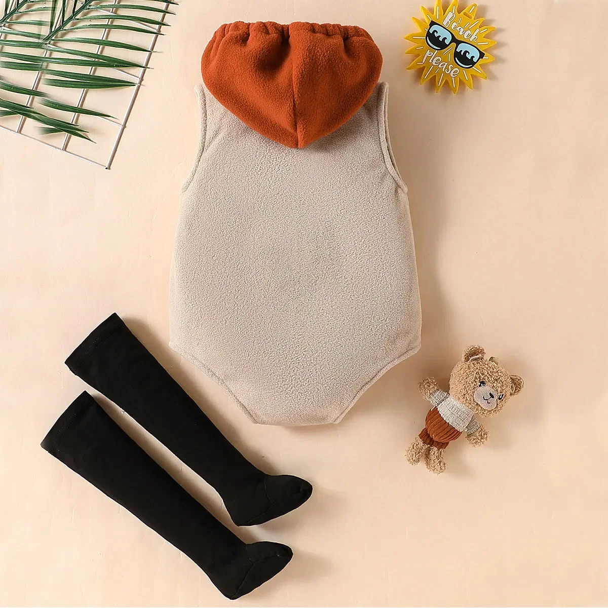 Umorden Unisex Infant Baby Hot Dog Costume Hooded Sleeveless Romper Bodysuit With Black Stockings 0-18 Months