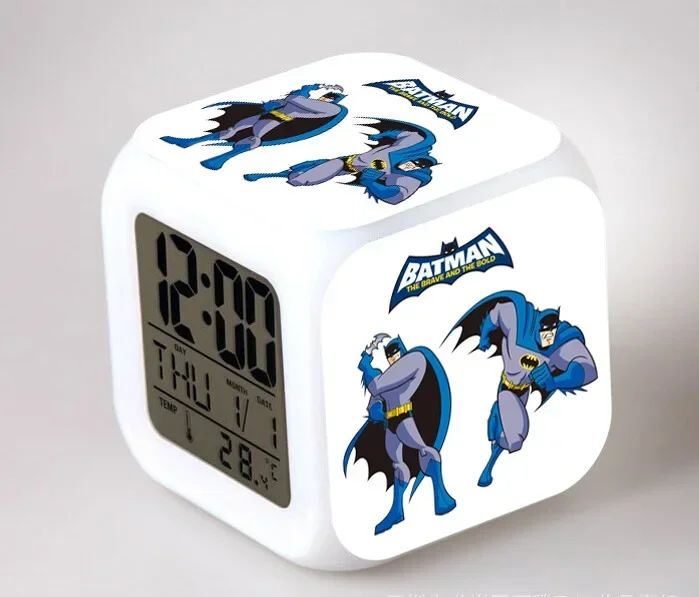 DC Anime Figure Batman Colorful Color Changing Electronic Alarm Clock Home Decoration Children Student Supplies Birthday Gifts