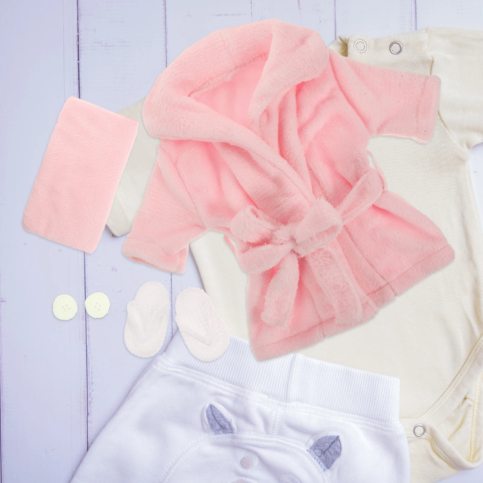 

1 set 1 Set Newborn Photography Robe Set Cute Coral Fleece Toddler Bathrobe Soft Skin Friendly Girl Bath Towel For