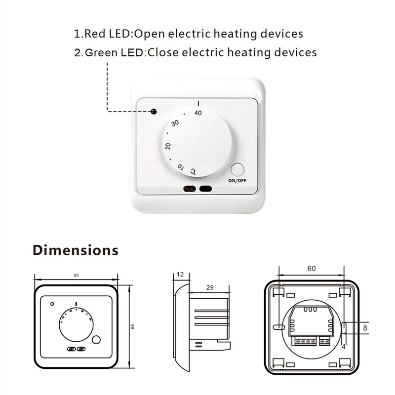 220V AC Room Floor Temperature Controller Mechanical Central Heating Thermostat