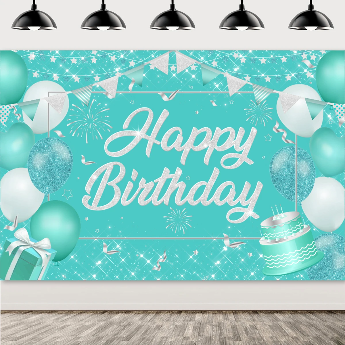 

Teal Birthday Banner Turquoise BirthdayParty Decor Mint Blue Birthday Backdrop for Girls Boys Birthday BabyShower Party Supplies