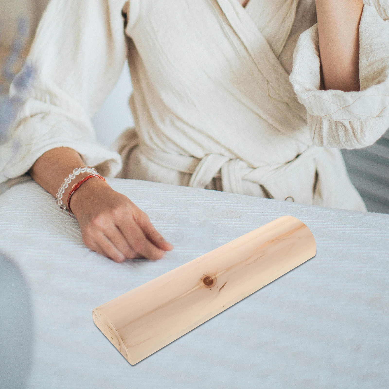 وسادة من الخشب الصلب مريحة لدعم الرقبة عنق الرحم ومقاومة للاهتراء وغرفة الساونا الناعمة وأسطوانة خشبية مصنوعة يدويًا #2