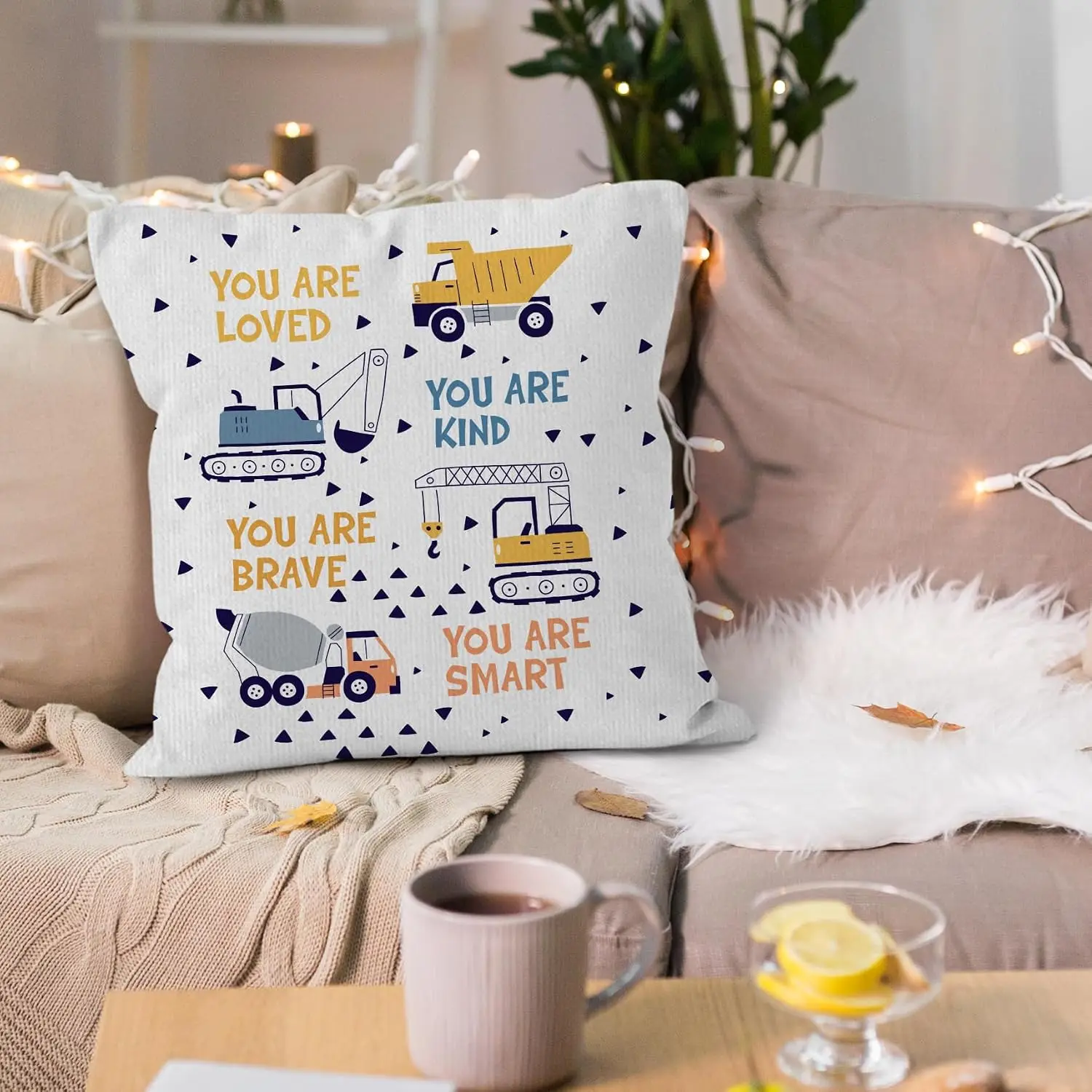 Inspirational Quote Pillowcase Construction Equipment Throw Cushion Square Decor Motivational Loving Machine