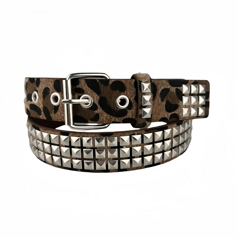 

New Punk European and American Pyramid Gothic Square Bead Rivet Belt for Women