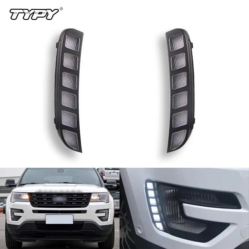 

TYPY белый/янтарный светодиодный противотуманный фонарь DRL для Ford Explorer 2016, 2017, 2018, функция указателя поворота/дневные ходовые огни в сборе