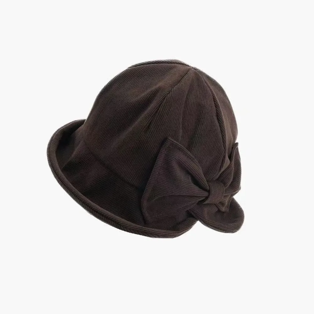 Slit Front Women's Bucket Hat Warm Construction Cold Resistant Vintage Bucket Hat Comfortable Fit Bow Bucket Hat