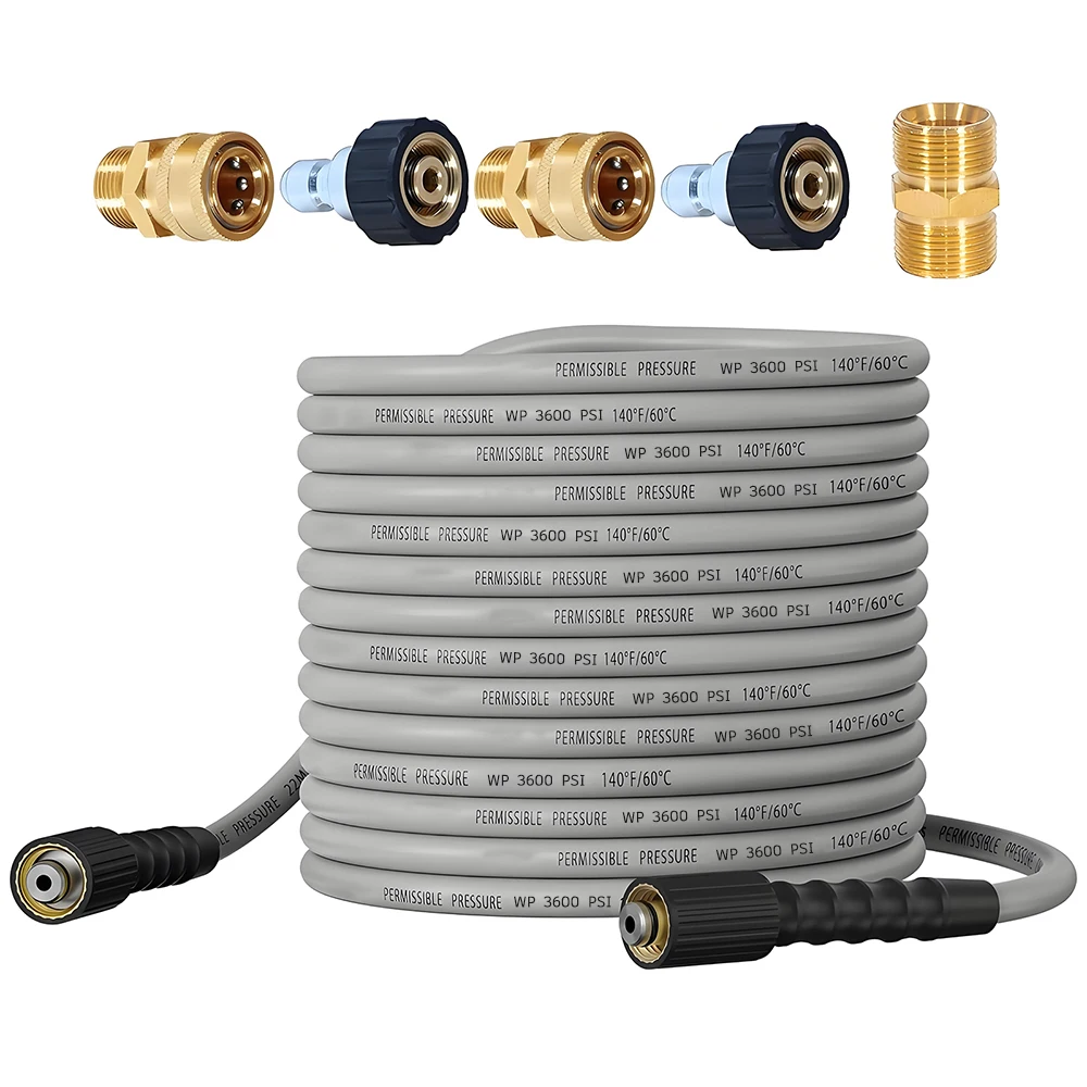 

Flexible Pressure Washer Hose 3600 PSI Kink Resistant Power Washer Hose CarWash Extension Hose With 3/8" Quick Connect Adapter