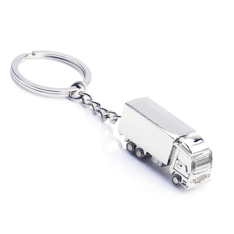 Creative Metal Car Truck Keychain Car Style Cartoon Truck Keychain Auto Keychain Big Truck Keychain Silver Key Rings Accessories