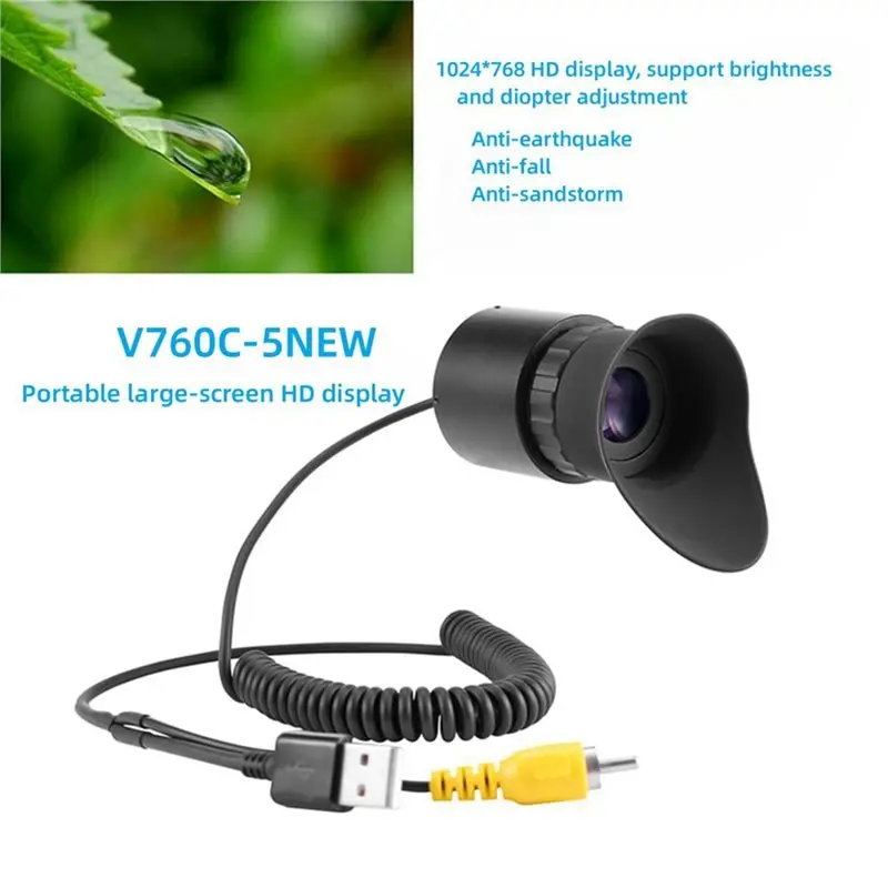 【PHONE ACCESSORY】V760C-5 Portable Wearable Head-Mounted Display 1024X768 HD With 38Mm Eyepiece For Enhanced For Security Monitor