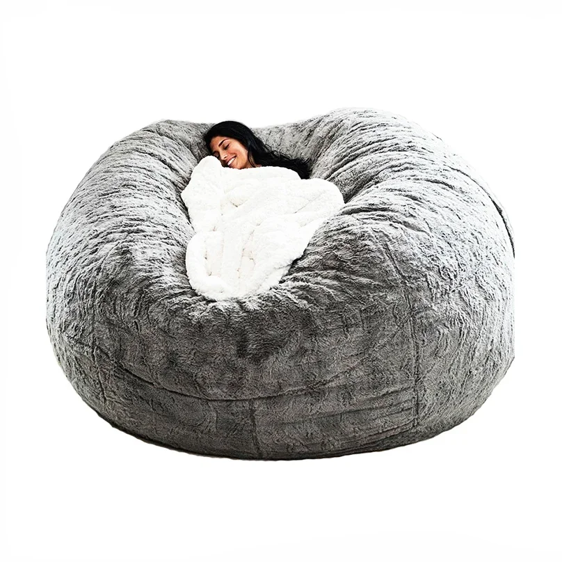 Schaum Wohn möbel faul weiß Leder Sitzsack Füllung Sofas plus Größe Donut Plüsch Kunst pelz Bett Nest faul Sofa