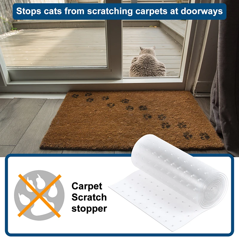 8.2Ft/5.2Ft Cat Carpet Protector Non-Slip Clear PVC Pet Scratch Stopper for Carpet Easy to Cut Floor Runner from Scratching Rugs