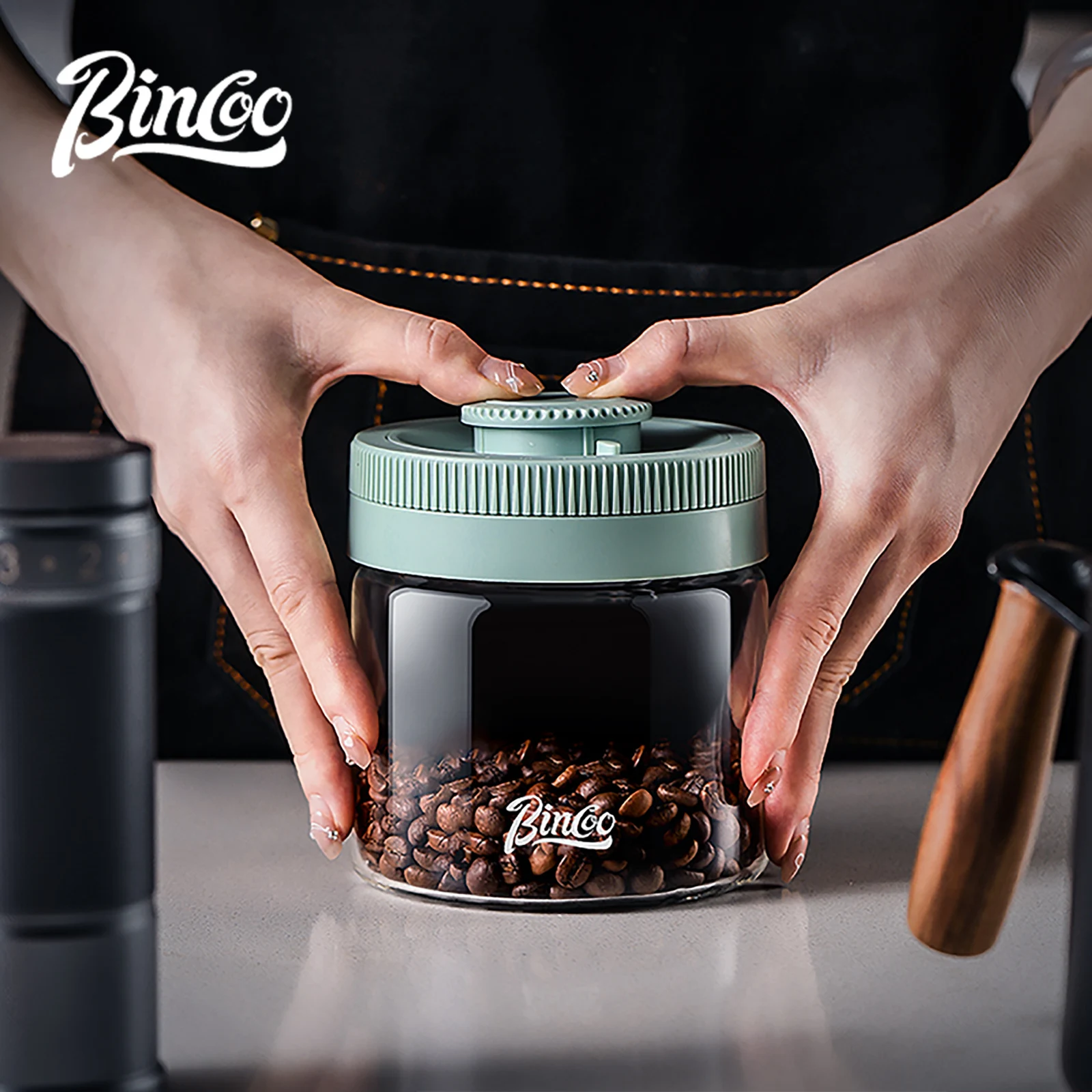 

BINCOO Vacuum Sealed Tank Coffee Bean Storage Tank Household Glass Food Storage Jars Moisture-proof Airtight Sealed Container
