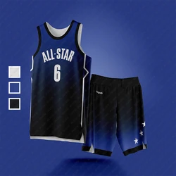 23/24 NBA All Star Gradient 3D Printed Basketball Tank Top For Men And Women Loose Oversized Breathable Quick Drying T-shirt Set