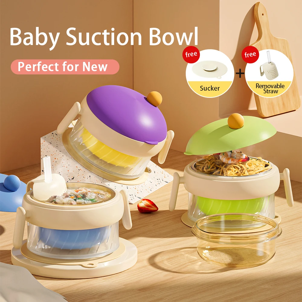 وعاء أطفال معزول مملوء بالماء من PPSU، وعاء فطام بدرجة حرارة ثابتة، بطانة مزدوجة مزدوجة الجدار، مضاد للحرق، مقاوم للسقوط، شفط B #1