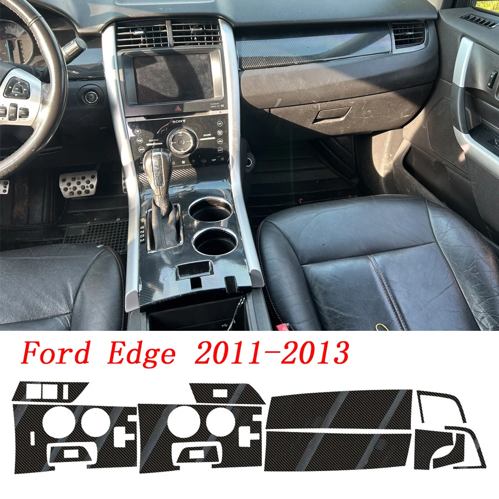For Ford Edge 2011-2013 Interior Central Control Panel Door Handle Carbon Fiber Stickers Decals Car Styling Accessorie
