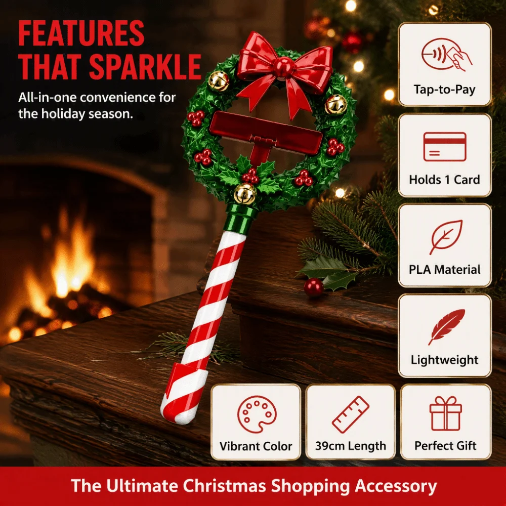 Creative Christmas Payment Magic Wand Portable Convenient Checkout 3D Print Wand Tap To Pay Cute Christmas Tree