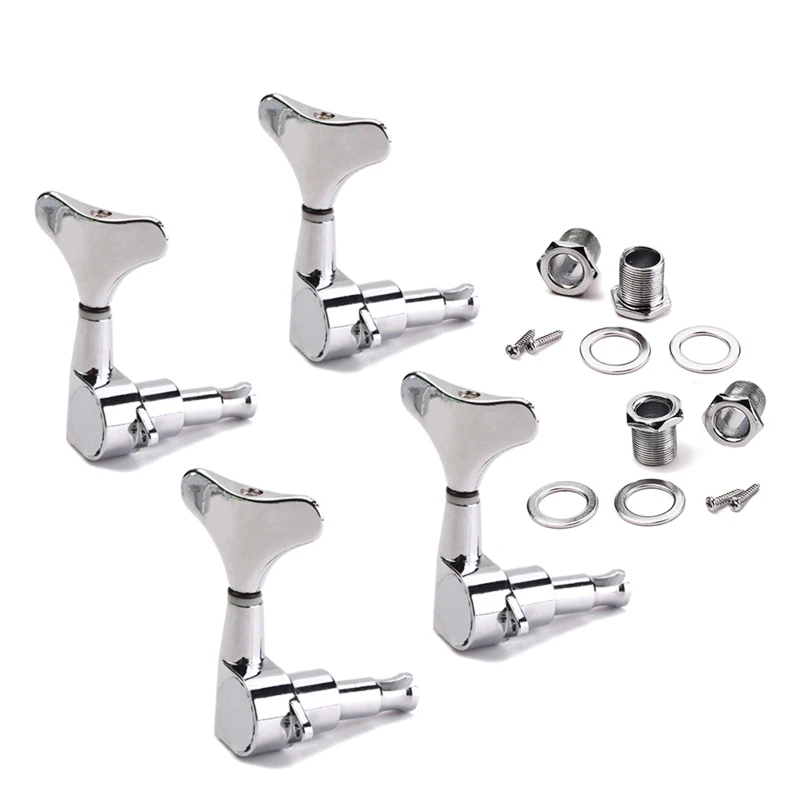 4R Electric Bass Guitar Tuners Machine Heads Bass Guitar Tuning Pegs Tuning Keys Buttons Chrome Guitar Parts