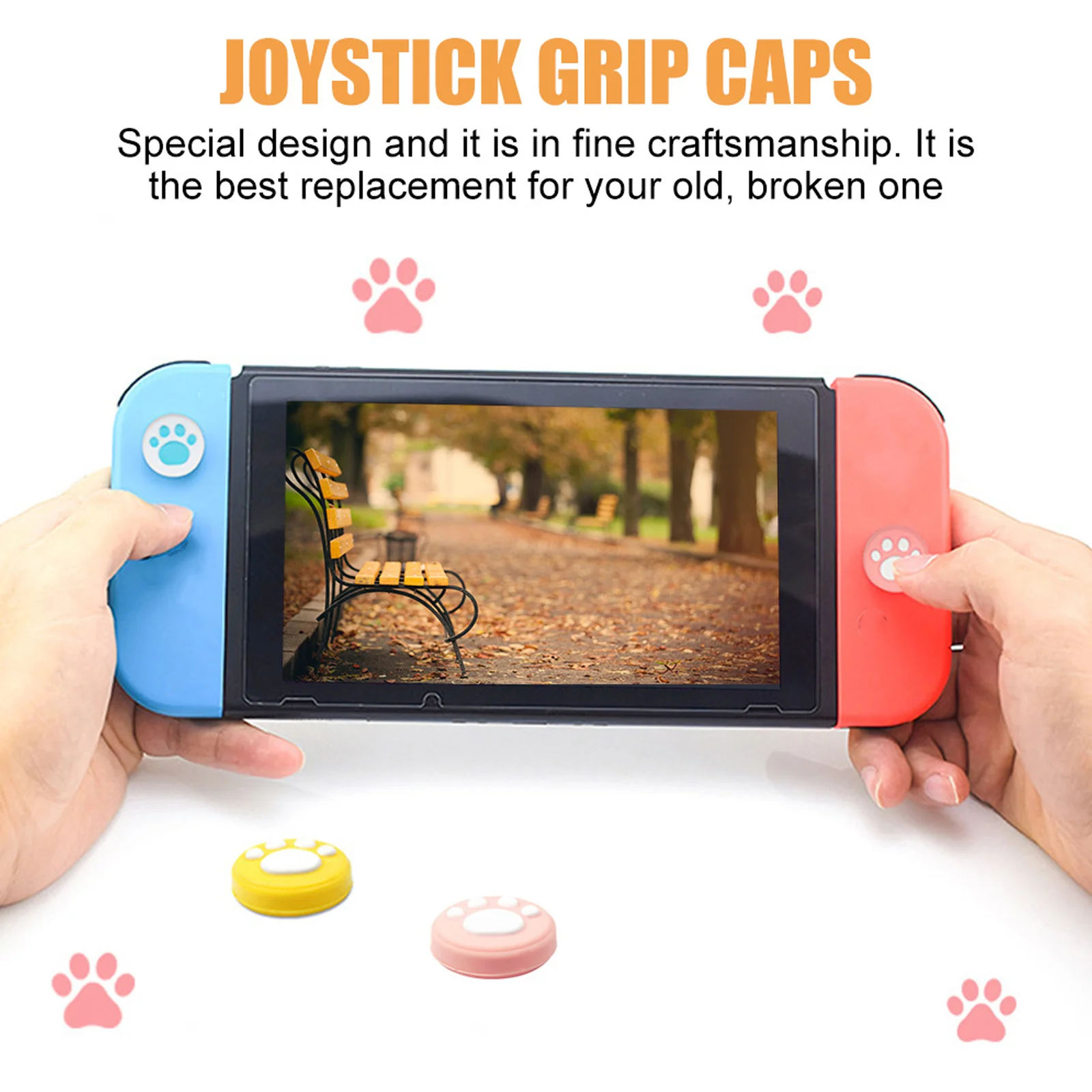 

1Set Cat Paw Thumb Grip Joystick Cover for Switch Soft Silicone Protective Cap Increase Friction Prevent Slipping Improve